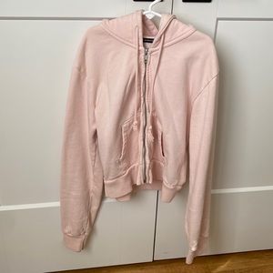 Pink Brandy Melville cropped zip up hoodie